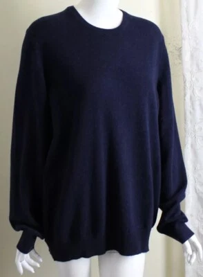 Suéter de cuello redondo 100 % cachemir azul marino ajustado Fedeli 56 Runs 54 XL para hombre nuevo con etiquetas Foto 1 de 4