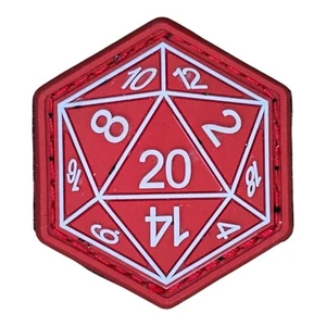 DUNGEONS AND DRAGONS HEXAHEDRON D20 DICE 3D GLOW PVC TACTICAL HOOK PATCH 1.5" - Picture 1 of 3