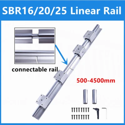 SBR16/20/25 Linear Rail Guide connectable +SBR16UU SBR20/25UU Bearing Blocks CNC - Image 1 of 4