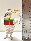 Vintage 2005 Michelin Man Holding Present Hanging Christmas Ornament New In Box
