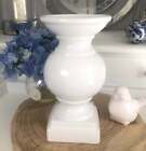 White Ceramic Candle Holder Pillar Table Light 25cm Hamptons French Country 