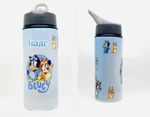 Bluey Personalised Kids Water Bottle Drinks Flip Top Straw Sports Back To School - Picture 1 of 6