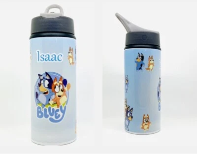 Bluey Personalised Kids Water Bottle Drinks Flip Top Straw Sports Back To School - Image 1 of 4