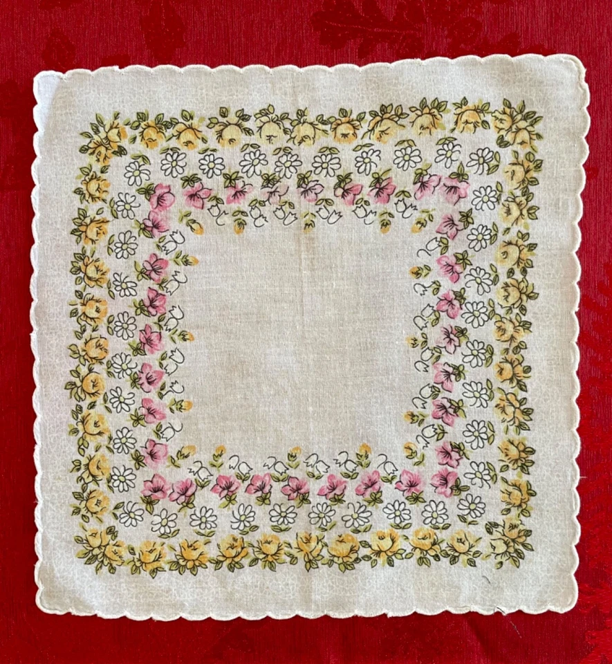 Pañuelo de colección estampado de lino con borde de vieira Foto 1 de 1