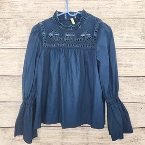 Blusa Free People Another Eternity Pequeña Urban Outfitters Azul Marino OJALES CUELLO FALSO - Imagen 1 de 11