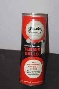 Vintage 1960s Spalding Tennis Ball red Can - Pancho Gonzales + Lid and 2 balls - Picture 1 of 7