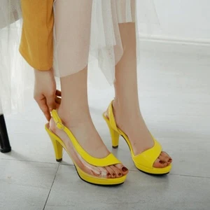 Peep Toe Sandals Women's Buckle Strap Pumps Slingbacks Kitten Heels Casual Shoes - Picture 1 of 19