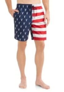 Baúl de baño para hombre Board Shorts Bandera Americana Cabeza de ciervo Camuflado 2XL - Imagen 1 de 3