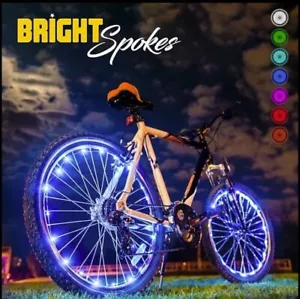 Confezione 2 Luci Ruota Bici Bicicletta 7 COLORI LED Stringa Adatto a Qualsiasi Raggio Cerchio 2 Pneumatici - Foto 1 di 21