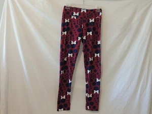 LuLaRoe Sz OS Minnie Mouse Leggings Burgundy Polka Dot Minnie Mouse Faces - Picture 1 of 3