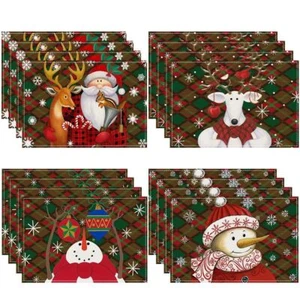 4 Pcs Christmas Placemats 12 "X 18" Washable Placemats Heat-Resistant Christm... - Picture 1 of 6