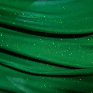CHRISTMAS GREEN SHINY GLITTER CREPE KNIT FABRIC FABRIC 58" BY THE YARD - Picture 1 of 9