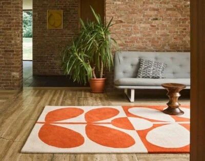 Alfombra a medida Alfombra de vástago años sesenta Alfombra naranja beige Alfombra floral moderna Alfombra de área grande Foto 1 de 3