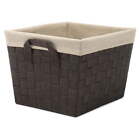 Woven Strap Storage Tote Basket - Espresso with Cream Liner - 13" x 15" x 10"