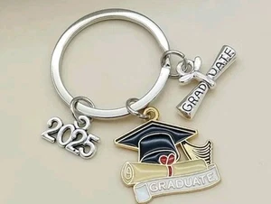 Silver Graduation 2025 Keychain Great Gift High School College - Picture 1 of 1