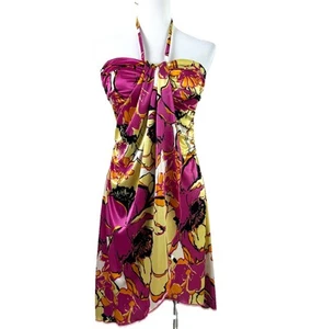City Triangles Strapless Mini Dress Yellow Tropical Floral Print Size XS Lined - Picture 1 of 14