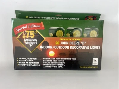 Tractor John Deere Modelo D - 20 Cuerdas Luces Árbol de Navidad Interior Exterior De Colección Foto 1 de 4