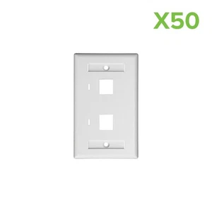50 X 2-Port Keystone Jack RJ45 CAT Network Faceplate Wall Plate- White w/Windows - Picture 1 of 3