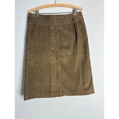 Falda de pana marrón para mujer talla 10 línea A botón delantero informal carrera Foto 1 de 4