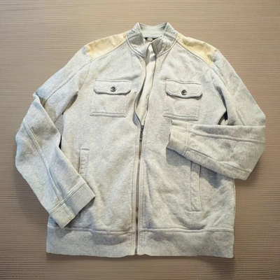 Marc Anthony 夹克灰色夹克大号全拉链长袖口袋男式 — 第 1/4 张图片