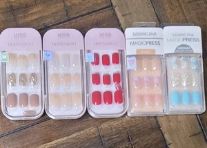 KISS Press & Go & Dashing Diva Magic Press Color Press On Nails (Lot of 5) - Picture 1 of 13