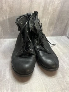 Wonder Nation Girls Black Ankle Combat Boots Size 3 Lace Up with Zipper /A29 - Picture 1 of 7