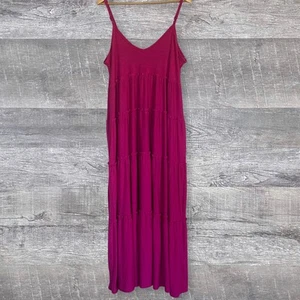 Robe maxi cami Zenana coupe décontractée col V à plusieurs niveaux NEUVE femme XL poches stretch - Photo 1/6