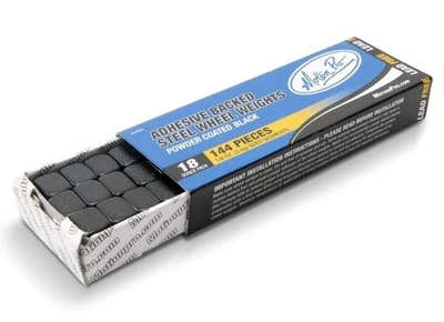 144 PCS 1/8 oz Black Steel Wheel Weights, 08-0553, Stick On, Adhesive, Balance Foto 1 de 3