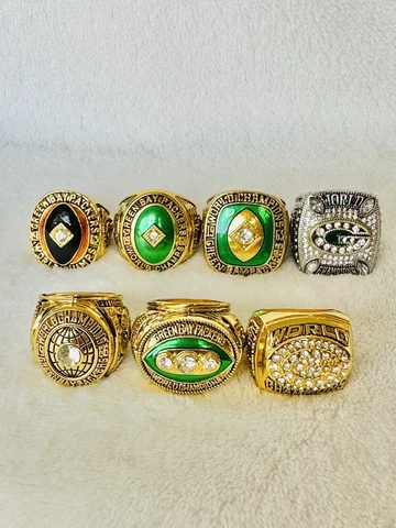 7 PCS Green Bay Packers Super Bowl Ring COMPLETE SET, US SHIP Cover