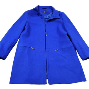 Preston & York Coat 12 Womens Blue Full Zip Woll Blend Collared - Picture 1 of 8