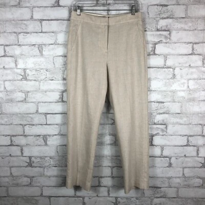 Pantalón para mujer J.CREW NUEVO Kate pierna recta marfil elástico mezcla de lino talla 4 BF407 Foto 1 de 4