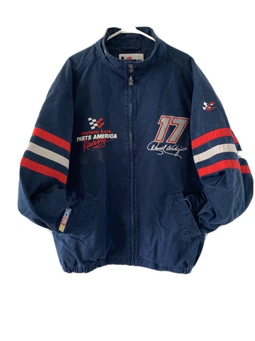 Vintage Chase Authentic Darrell Waltrip Nascar Navy Full Zip Jacket size L Cover