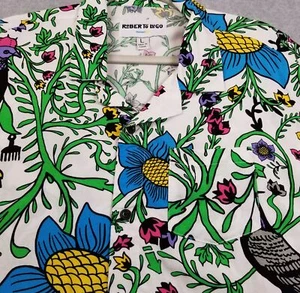 Camisa Robert To Lugo Abotonada Para Hombre Grande L Floral Pájaros Bolsillo Primavera Tropical - Imagen 1 de 9