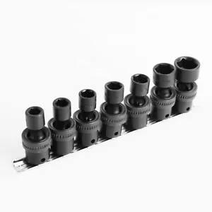 7Pcs 3/8" Drive Universal Swivel Deep Impact Socket Set CR molybdenum METRIC - Picture 1 of 4