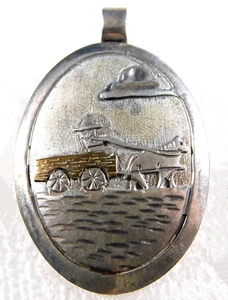 NAVAJO H TSOSIE STERLING Cut Out Overlay Stamped GF HANDMADE STORYTELLER PENDANT - Picture 1 of 3
