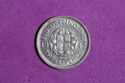 Moneda de plata de 3 peniques de Gran Bretaña 1943 #M22024 Foto 1 de 2