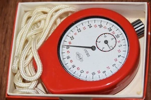 vintage JAQUET 5105 Stop Watch Timer Swiss Made w/ Protective Case 1/10 sec 15 m - Picture 1 of 5