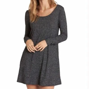 Michael Stars Womens Bri Ribbed Long Sleeve Swing Dress Size M Gray Classic NWT - Picture 1 of 11