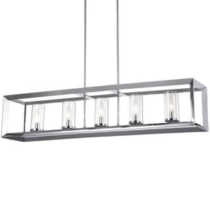 Warehouse of Tiffany Chandelier 41 in. 5-Light With Metal Shade Material Chrome - Picture 1 of 5