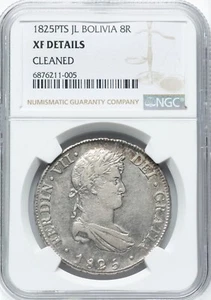 Bolivia - 1825 PTS-JL Ferdinand VII - 8 Reales - NGC XF Details - PLEASING - Picture 1 of 2