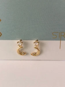 Moon star stud earrings, celestial earrings, crescent earrings sterling silver - Picture 1 of 5