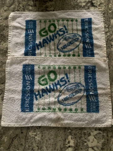 2 Vintage 1999 SGA Seattle Seahawks Towels NFL Football Ericsson GO HAWKS! 11X16 Cover
