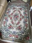 1930s-1940s Vintage Hand Knotted Floral Farmhouse Rug 8x5 - Pristine Clean Cond!