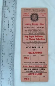 Sugar Ray Robinson vs Flashy Sebastian August 29, 1947 Mezzanine Ticket - Picture 1 of 2
