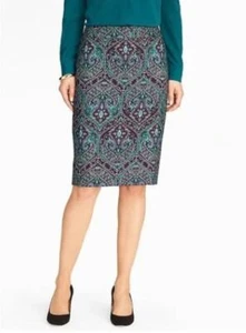 Falda recta a lápiz hasta la rodilla Talbots púrpura verde azulado cachemir Heritage talla 20WP - Imagen 1 de 4