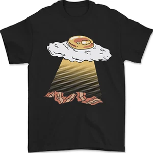 Bacon Abduction Funny Alien UFO Food Mens T-Shirt 100% Cotton - Picture 1 of 14