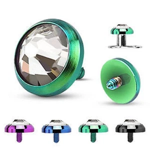 1 Stck. 14 g Titan eloxiert plattiert flache Kuppel CZ EDELSTEIN Stahl MICRO DERMAL ANKERKOPF - Bild 1 von 1