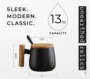 Ceramic Wooden Handle Tea/Coffee Cup with Spoon —with NICE GIFT BOX (NEW) - Picture 1 of 4