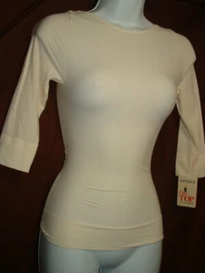 NEW SPANX ON TOP & IN CONTROL 978 VANILLA BOAT NECK 3/4 SLEEVE TOP S - Picture 1 of 1