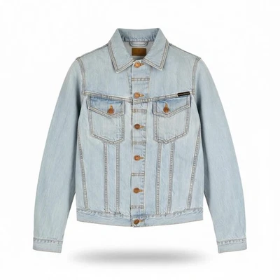 NUDIE JEANS Perry Men's S Organic Saltwater Shades Button Polo Neck Denim - Image 1 of 4